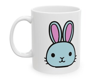 Pastel Blue Bunny Ceramic Mug | Rabbit Coffee Cup