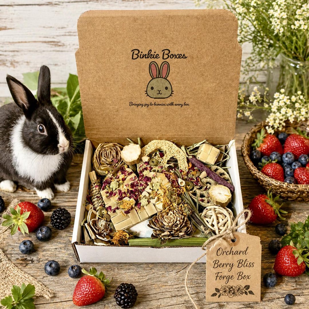 Bunny Berry Bliss Forage Box – Rabbit Treat Chew Sampler, Supports ...