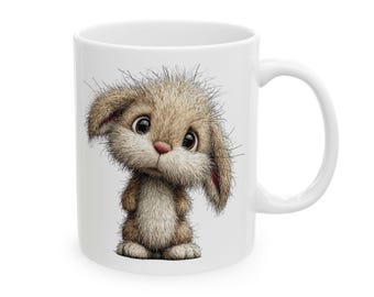 Scruffy Bunny Face Mug | Ceramic Coffee Tea Cup