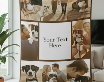 Manta personalizada con foto de mascota, manta personalizada con collage de fotos de perro con nombre, manta personalizada para gato, manta con foto de mascota, regalos para papás de perros, regalos para amantes de las mascotas