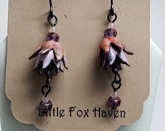 Fairy Earrings * Bellflower * Swarovski Crystals * Black Metal Ear Wires