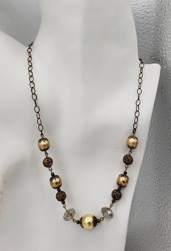 Swarvoski Crystals and Vintaj Brass Necklace/Earrings Set | Etsy