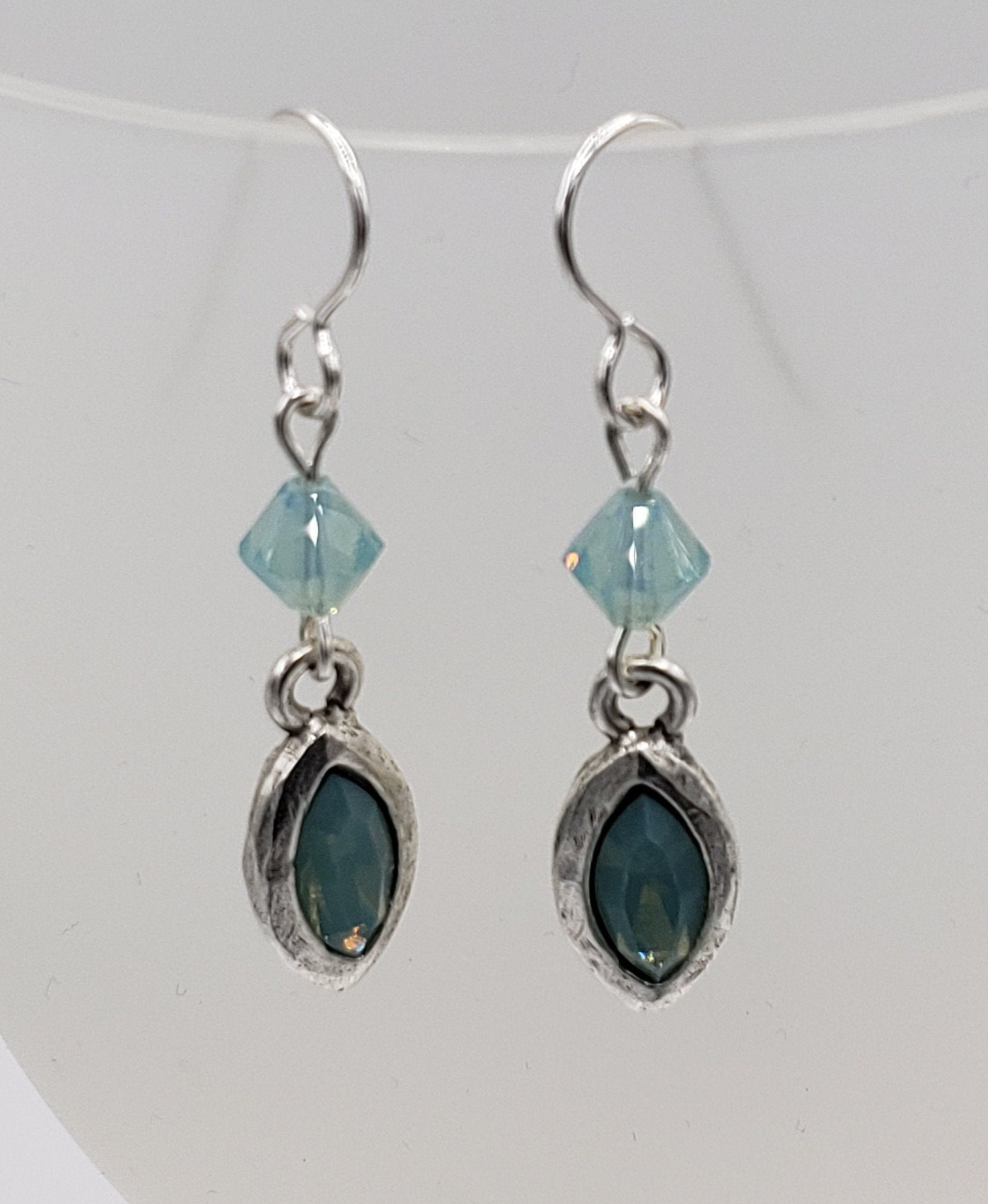 Swarovski Pacific Opal Blue Crystal Sterling Silver Earrings | Etsy