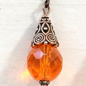 Halloween Herbst Thanksgiving Ohrringe * Oranger Kristall * Kupfer Spiralkegel * Niobium Hypoallergen Ohrhaken