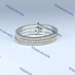 18k Gold Filled Multi Link Connected Ring - Chunky Interlocking Ring, White Topaz Eternity Statement 925 Silver Ring, Promise Ring For Her