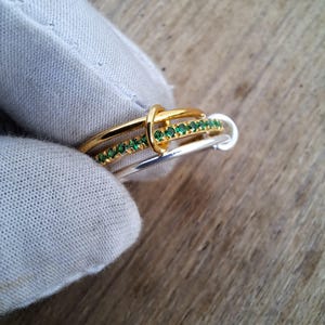 18k Gold Filled Emerald Multi Link Connected Ring Chunky Interlocking Ring Eternity Statement 925 Silver Ring Promise Ring For Her