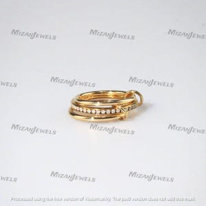 14K Plated Silver Multi Link Connected Ring, Chunky Moissanite Connector Ring, Eternity Wedding Ring, Interlocking SPINELLI KILCOLLIN Ring