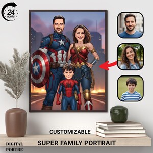 Superhelden Familien Portrait: Personalisierte Digital Kunst (Digitaler Download
