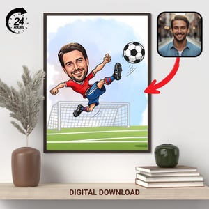 Ritratto personalizzato di un calciatore: caricatura artistica personalizzata (download digitale)
