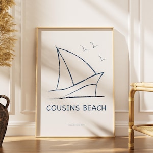 Cousins Beach Printable Poster | TSITP Wall Art | Coastal Summer Decor | Digital Download | Minimal Sailboat Art | Teen Girl Room Decor