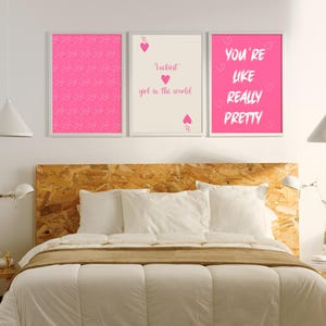 Pink Girly Poster Bundle | Set of 3 Cute Wall Art Prints | Dorm Decor, Valentine Aesthetic, Bedroom Gallery Wall