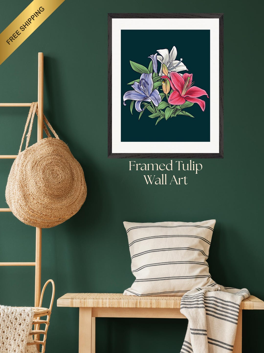 Framed Tulip Botanical Art Print: Elegant Floral Wall Decor - Etsy