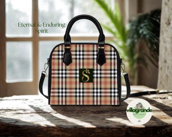 Brown Plaid Handbag: Tartan Checkered Tote with Detachable Strap