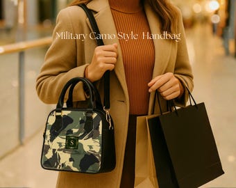 Monogram Camouflage Handbag: Vegan Leather Crossbody Purse