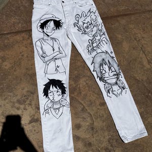 One Piece Anime Jeans - Etsy