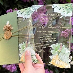 Princess Tiana Acrylic Invitation: Frog & Princess, Quinceañera, Sweet 16