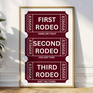 First Rodeo Ticket Stub Wall Art Print Trendy Wall Art Print Poster Fun Decor Western BohoArt Poster Retro Vintage Art Decor Custom Wall Art