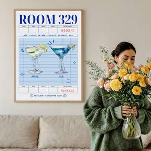 Custom Roommate Drinks Print Poster, Trendy College Apartment Dorm Art, Personalized roommates gift idea for friends group names as cocktail