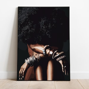 Black Woman Art, black girl art, Afro Girl Art, Black Woman Wall Art, Black Wall Art, African wall art, Black girl art, Wall Art Digital