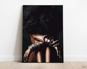 Black Woman Art, black girl art, Afro Girl Art, Black Woman Wall Art, Black Wall Art, African wall art, Black girl art, Wall Art Digital