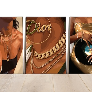Black Woman Art Prints (Set of 3) - Afrocentric Wall Decor (Digital Download)
