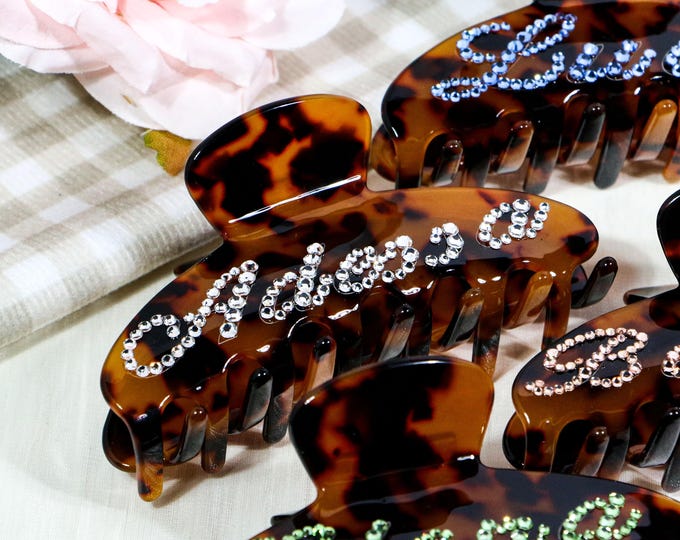 Custom Name Hair Claw Clip,Personalized Hair Accessories,Hair Jewelry,Leopard Print, Wedding,Bridesmaid,Bridal Shower,Bachelorette Party