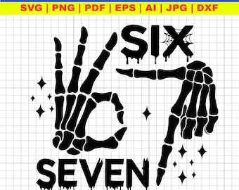 Funny Six Seven Skeleton Hands SVG PNG, Halloween Clipart (Digital Download)