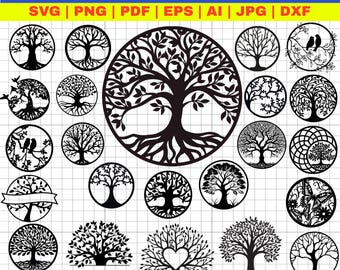 Tree of Life SVG Bundle: Celtic, Family Tree Roots, Heart Designs (Digital Download)