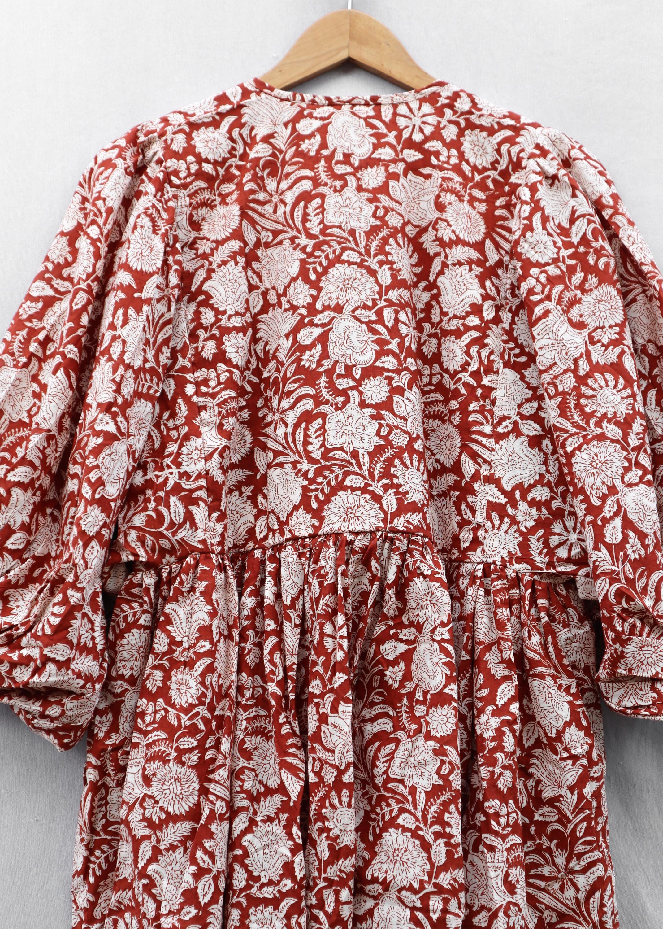 brown block print dress Burnt Orange Mermaid Bridesmaid Dress With Slit main image 0