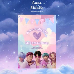 Kpop Demon Hunters Themed Birthday Invitation Saja Boys Birthday Invitation Kpop Demon Hunters Themed Invite Editable Canva Template