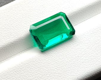 Lab Grown Colombian Emerald, 9x13 Emerald Cut Hydrothermal Loose Gemstone