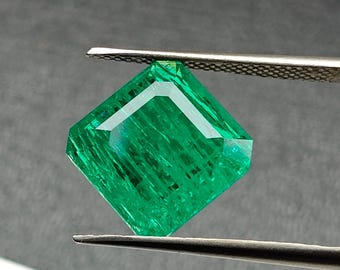 5.00ct Asscher Cut Lab Grown Colombian Emerald | 11x11mm Hydrothermal Loose Gemstone