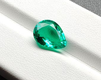 9x12mm Pear Cut Lab Grown Colombian Emerald | 3.30cts Hydrothermal Loose Gemstone