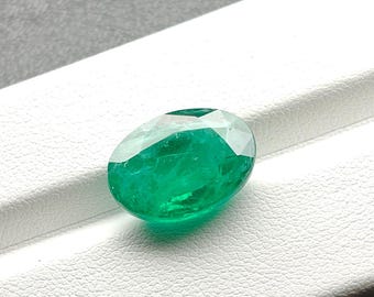 Lab Created Emerald Oval Gemstone | 11x15mm Nanosital Loose Stone For Rings