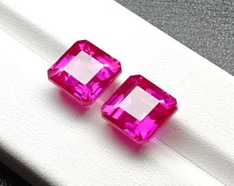 Lab Grown Pink Sapphire Pair | 10x10 Asscher Cut Gemstones (With Certificate)