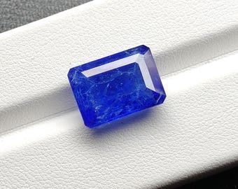 Emerald Cut Blue Sapphire Nanosital | 10.5x14.5mm Loose Gemstone
