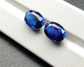Lab Grown Blue Sapphire Oval Pair With Certificate | Hydrothermal Blue Sapphire Loose Gemstones For Jewelry