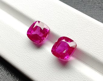 Lab Grown Pink Sapphire Cushion Pair | 9mm Loose Gemstones With Certificate