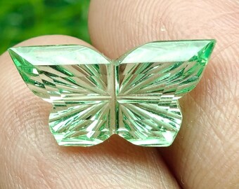 VVS1 Clarity Lab Grown Green Sapphire Butterfly Gemstone | 4.40cts Fantasy Cut Loose Stone