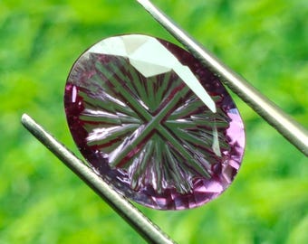 Lab Grown Alexandrite Gemstone | 9x12mm Oval Fantasy Cut, Color Changing Sapphire