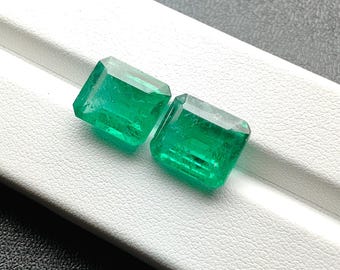 Emerald Cut Lab Grown Emerald | 10x12mm Nanosital Loose Gemstone