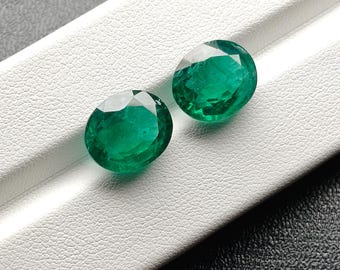 Lab Grown Emerald 10x12 Oval Pair | Nanosital Emerald Loose Gemstones For Jewelry