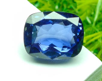VVS1 Clarity Lab Grown Blue Sapphire (Cornflower) 8X10 Cushion Flower Cut | 4.50cts Loose Gemstone