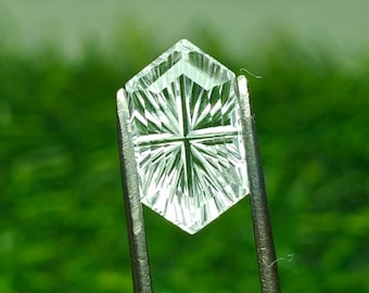 Lab Grown White Sapphire 7X12 Dutch Marquise Fantasy Cut | 3.60cts Artisan Carved Gemstone