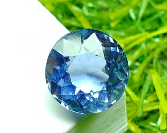 VVS1 Clarity Lab Grown Blue Sapphire (Cornflower) 10mm Round Flower Cut | 6.50cts Loose Gemstone