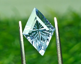 Lab Grown Cornflower Blue Sapphire 8X12 Lozenge Fantasy Cut | 2.70cts Hand Carved Hydrothermal Gemstone