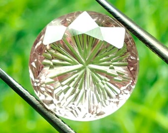 VVS1 Clarity Lab Grown Sapphire ( Padparadscha ) 9mm Round Fantasy Cut | Hydrothermal Loose Gemstone