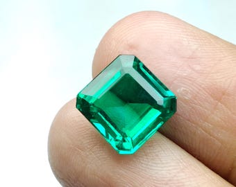AAA+ Quality Lab Grown Colombian Emerald 4cts Asscher | Vivid Green Emerald , Loose Gemstone