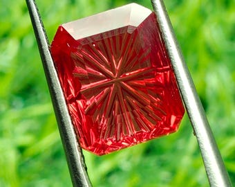 VVS1 Clarity Lab Grown Sapphire ( Padparadscha ) 9X11 Octagon Fantasy Cut Loose Gemstone
