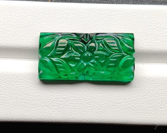 Lab Grown Emerald Carving (34.70cts Approximately) | Synthetic Emerald Loose Gemstone For Pendant